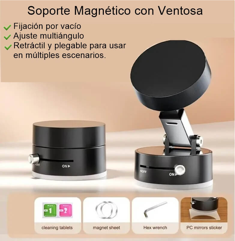 📱🔒 Soporte Magnético Giratorio con Ventosa