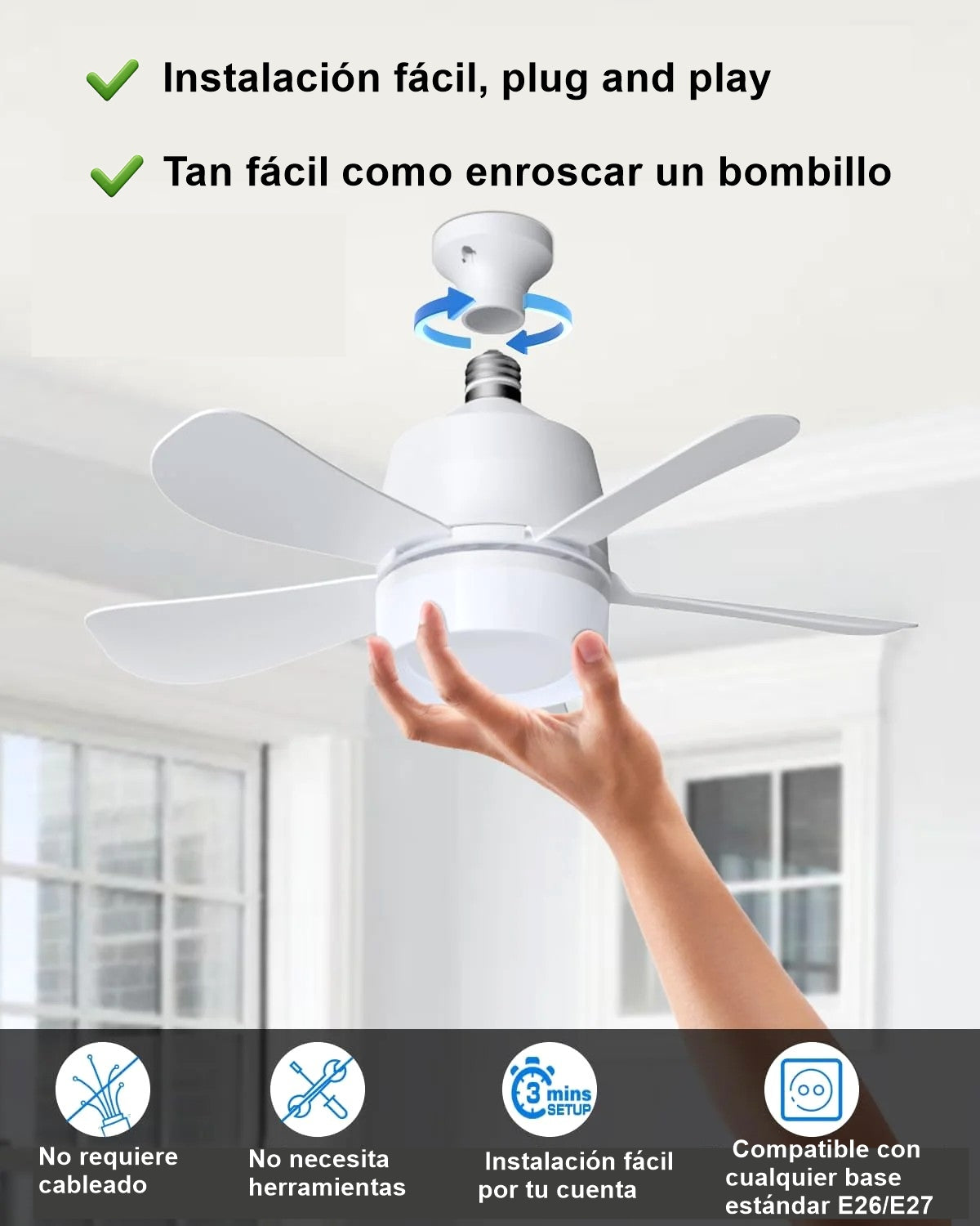 🌬️💡 Ventilador de Techo con Luz LED